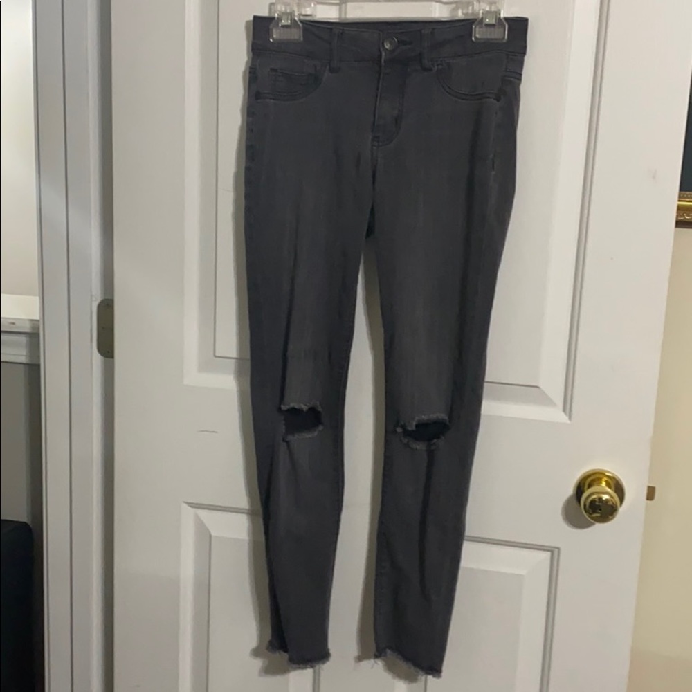Dark Gray Ripped Jeggings